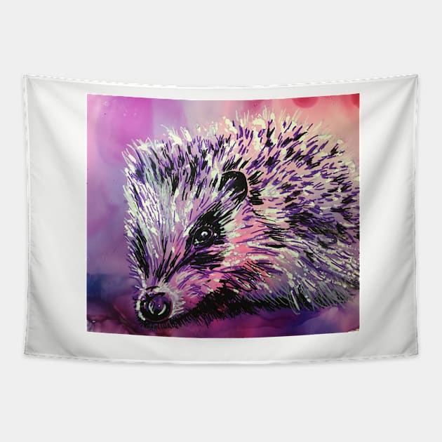 Pink Hedgehog Tapestry by Merlinsmates