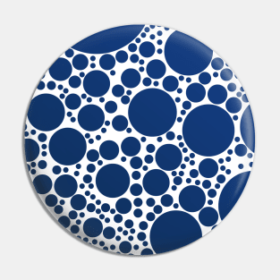 Shades of Indigo Blue Bubbles Polka Dot Pattern Pin