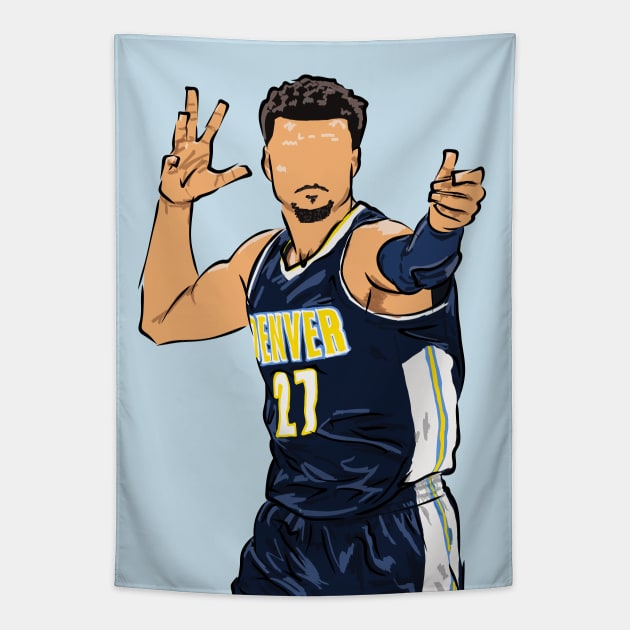 Jamal Murray Blue Arrow Celebration Tapestry by rattraptees