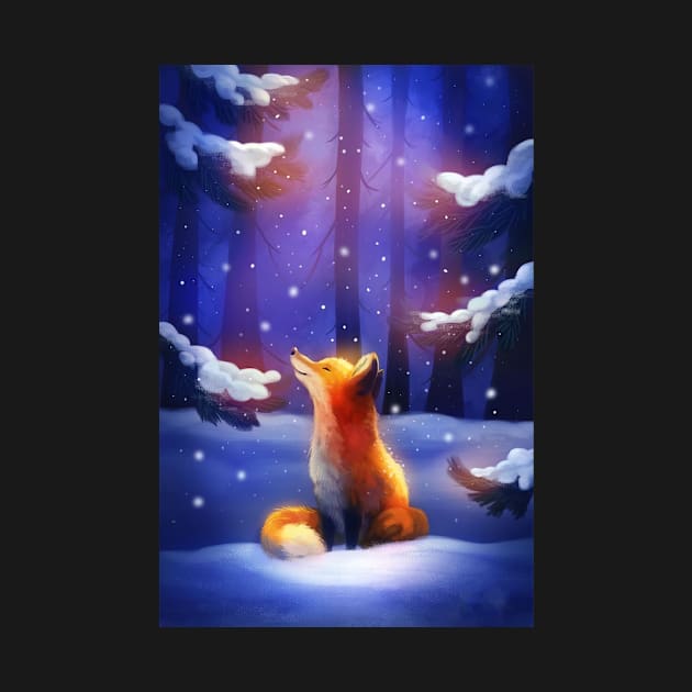 Fox in Winter Forest by OrnamentallyYou