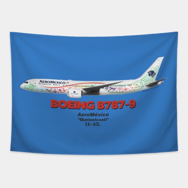 Boeing B787-9 - AeroMéxico "Quetzalcoatl" Tapestry by TheArtofFlying