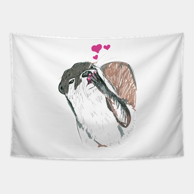 Kissing otter Tapestry by drknice