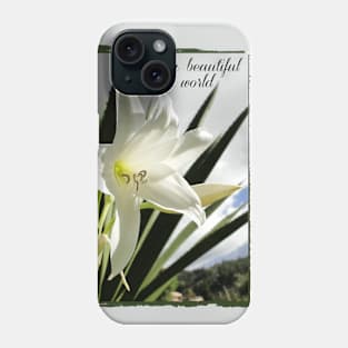 beautiful world with white amaryllis into vintage frame Phone Case