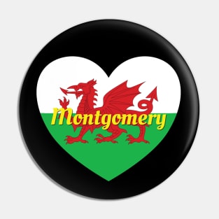 Montgomery Wales UK Wales Flag Heart Pin