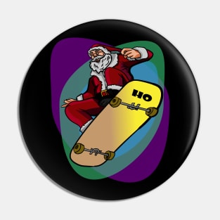 Santa on Skateboard Funny Santa colorful Pin