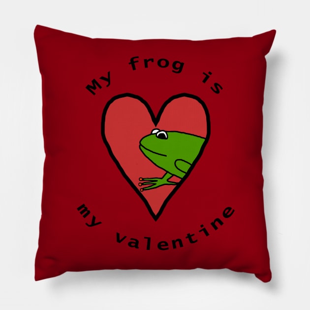 My Frog is My Valentine Pillow by ellenhenryart