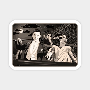 Ups & Downs (Sepia) (Universal Monsters on Roller Coaster) Magnet