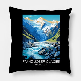 A Pop Art Travel Print of the Franz Josef Glacier - New Zealand Pillow