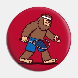 Sasquash Funny Cute Kawaii Sporty Badminton Squash Playing Bigfoot Pin