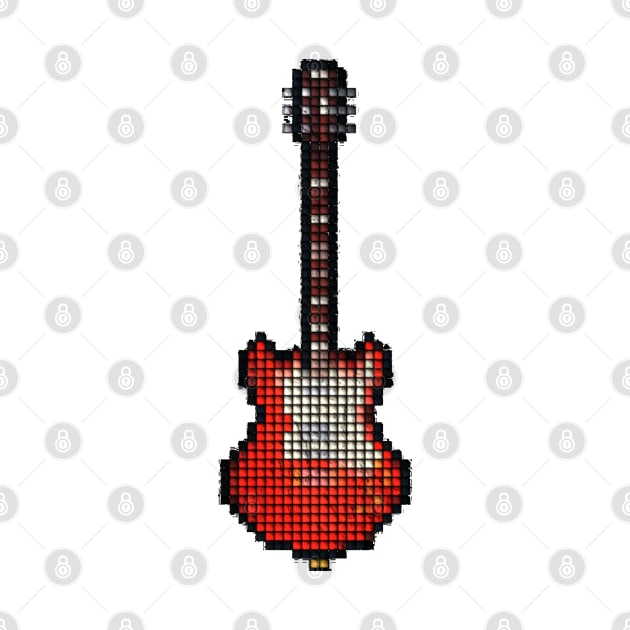 Tiled Pixel Red Pixie Guitar Upright by gkillerb