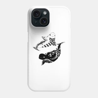 beluga whales in kawaii yin yang ecopop pattern art Phone Case