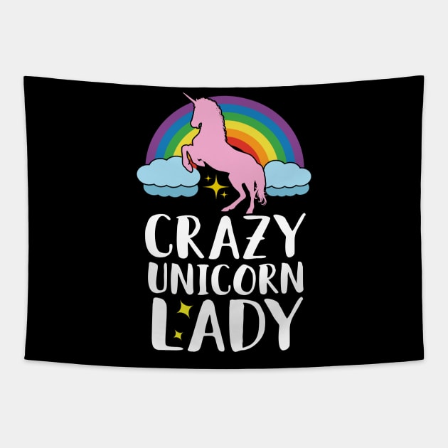 Crazy Unicorn Lady Tapestry by Eugenex