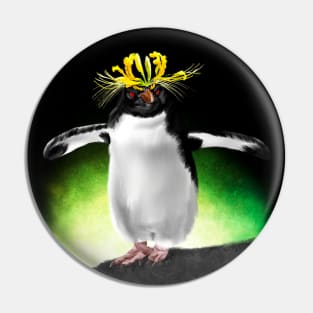 Southern Rockhopper Penguin + Yellow Spider Lily Pin