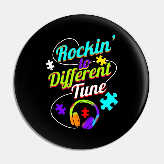 Rockin To A Different Tune Autism Awareness Pin by SinBle