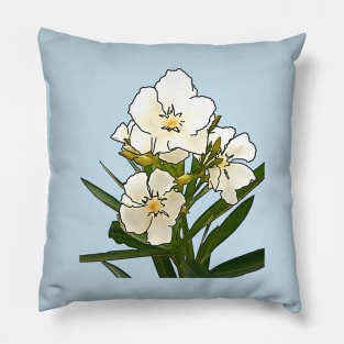 White Oleander Black Outline Art Case Pillow