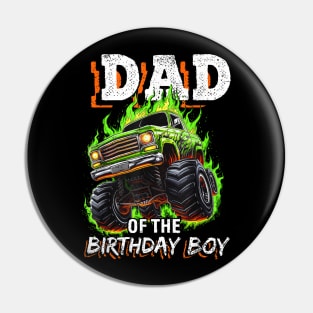 Dad Of The Birthday Boy Monster Truck Birthday Novelty Pin