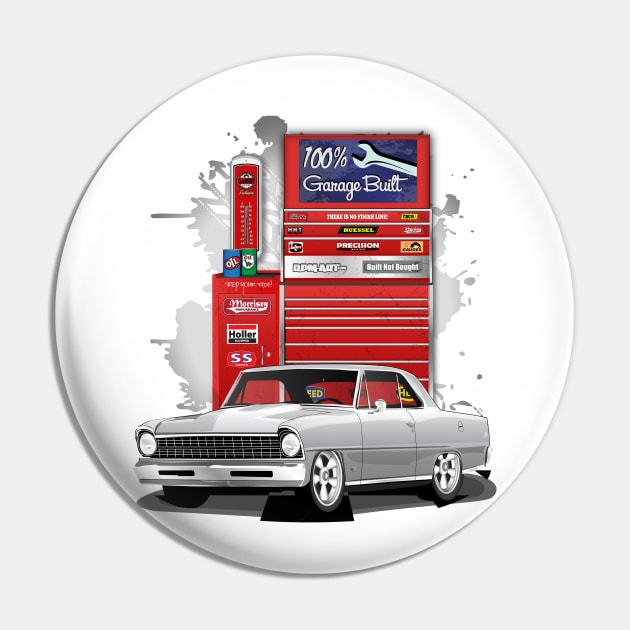 1967 Pewter Gray Chevrolet Nova Garage Built Print Pin by RPM-ART