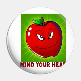 Apple Cartoon Funny Science Tee Pin