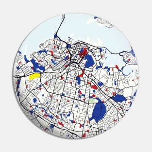 Auckland (New Zealand) Map x Piet Mondrian Pin