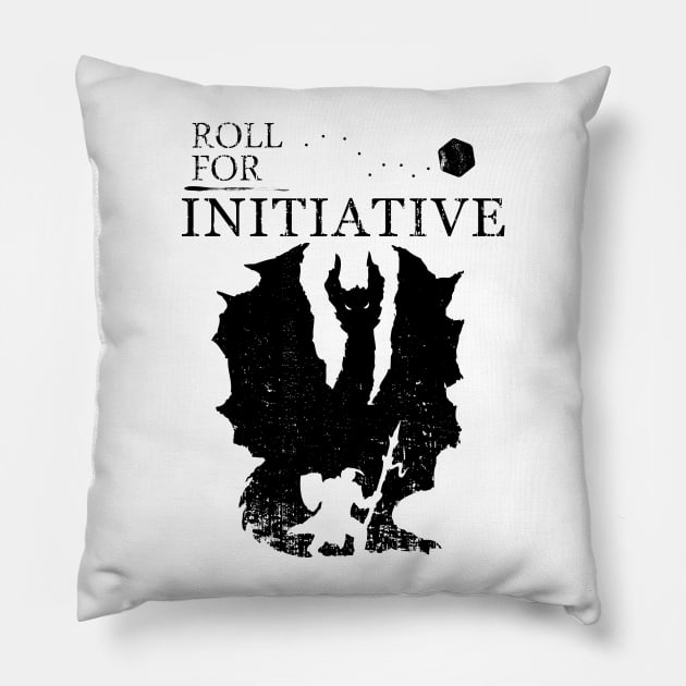 Roll For Initiative - Blk Pillow by Monkopotamus