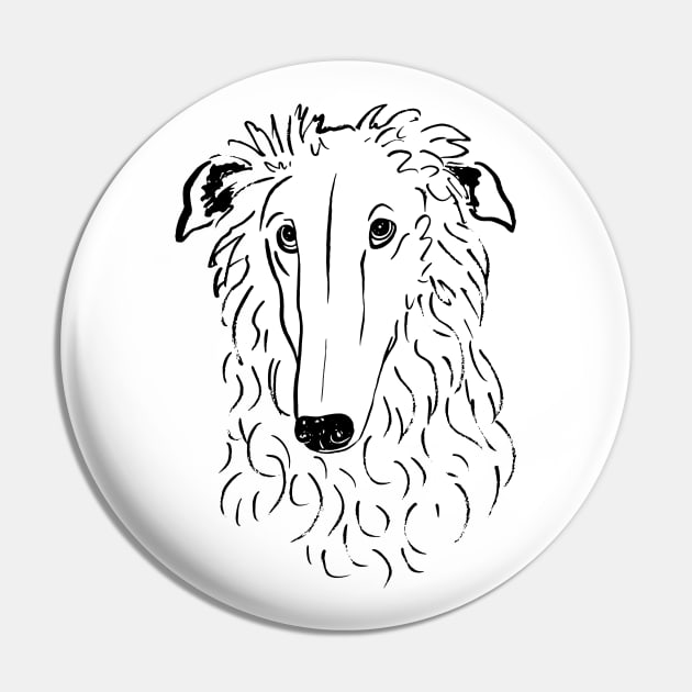 Borzoi (Black and White) Pin by illucalliart