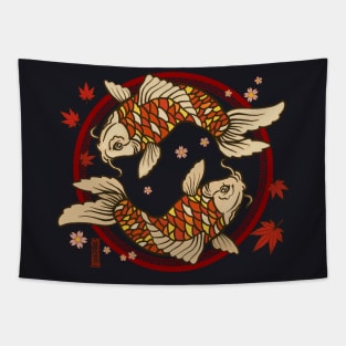 Koi Carp Japanese Traditional Art Tapestry