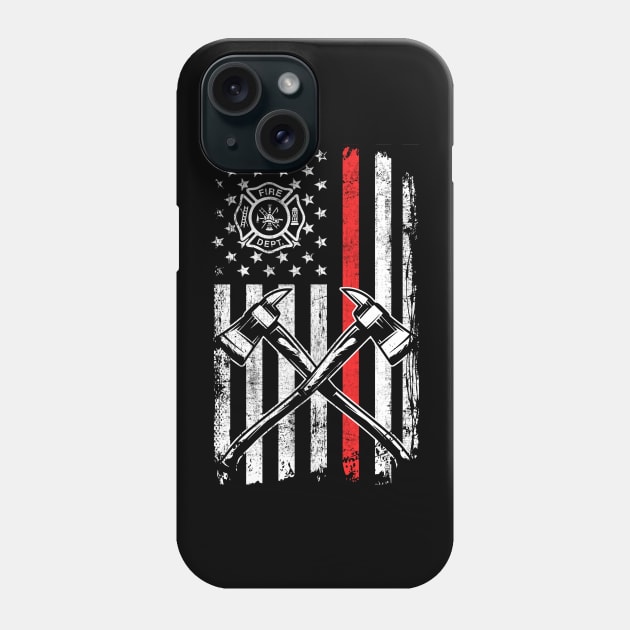 Firefighter T-Shirt Thin Red Line Firefighter American USA Flag Fireman Gift Phone Case by Otis Patrick