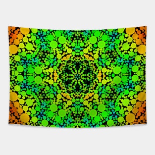 Dot Mandala Flower Blue Orange Yellow and Green Tapestry