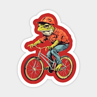 Funny Frog On A Bike Magnet