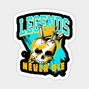 Legends Never Die Aqua Retro Magnet