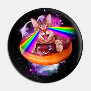 Space Cat Donut Shooting Rainbow Pin