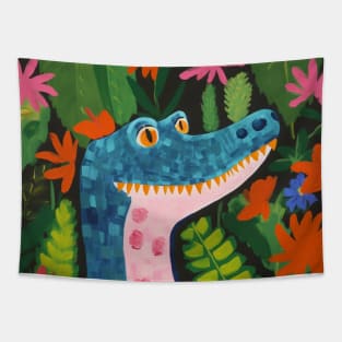 Crocodile and flowers Tapestry