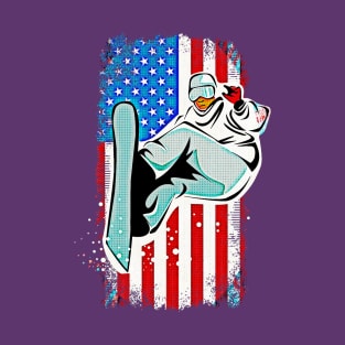 Snowboarder American Flag T-Shirt
