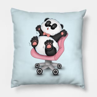 Cute Panda On Working Chair Pillow