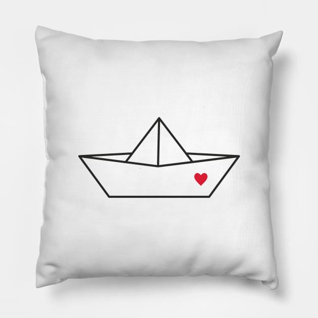 Boat Paper Ship Heart Port Love Gift Pillow by FrauK