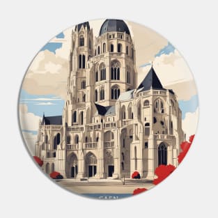 Caen France Vintage Poster Tourism 2 Pin