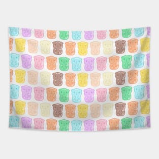 Colorful Gummy Guinea Pigs Pattern, Large Tapestry