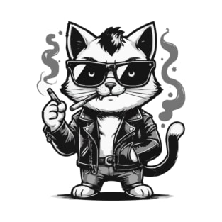 Funny Cool Cat Smoking Cigarrets Like a Gangsta T-Shirt