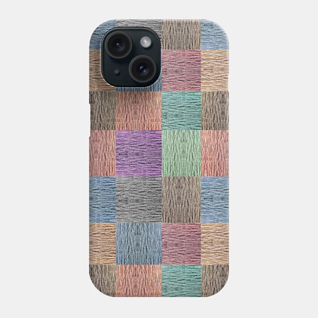 Classic Colorful Chequered Pattern with Wood Texture Feel Phone Case by GeeTee