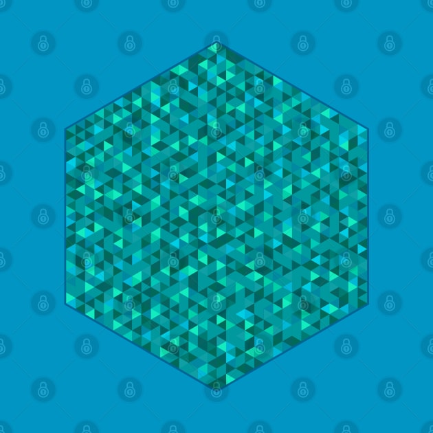 isometric teal triangles in hexagon by Studio DAVE