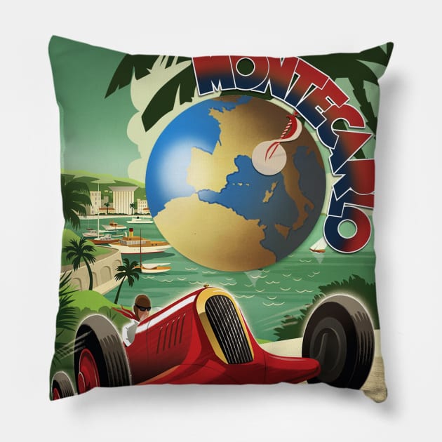 Monte Carlo Grand Prix 1935 Pillow by Spyinthesky