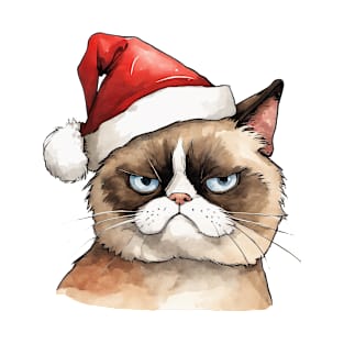 Angry Christmas Cat - Meowy Christmas Cat T-Shirt