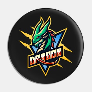 Vector Graphic Green Dragons Head Sports Badge Design Pin