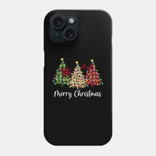 Merry Christmas Tree Buffalo Plaid Red Green Leopard Reindeer Light Top Phone Case