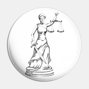 Hand drawn god of the law and order Themis using dotwork Pin