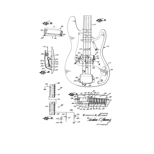 Guitar Vintage Patent Drawing by skstring