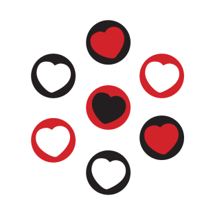 All Heart - Black, white, red heart seamless pattern T-Shirt