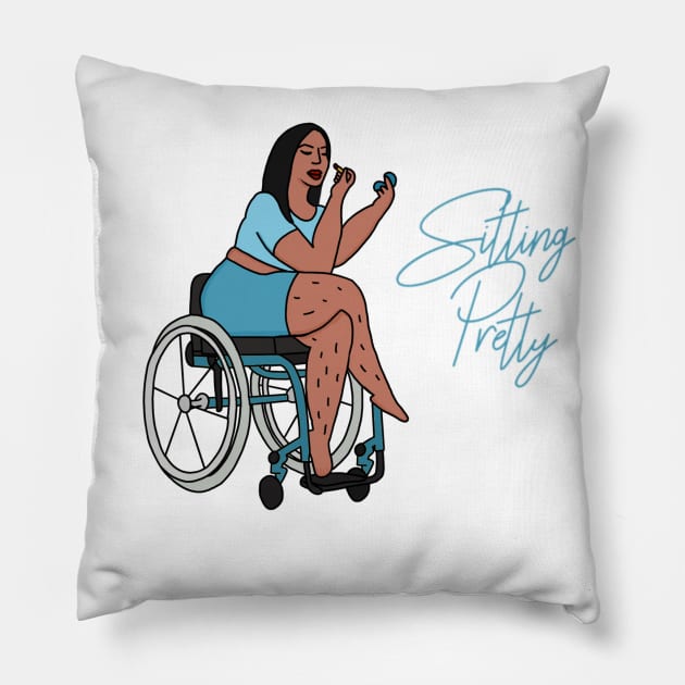 Sitting Pretty in Blue 4 Pillow by Dissent Clothing