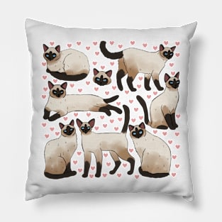 Cute Siamese cat illustration Pillow