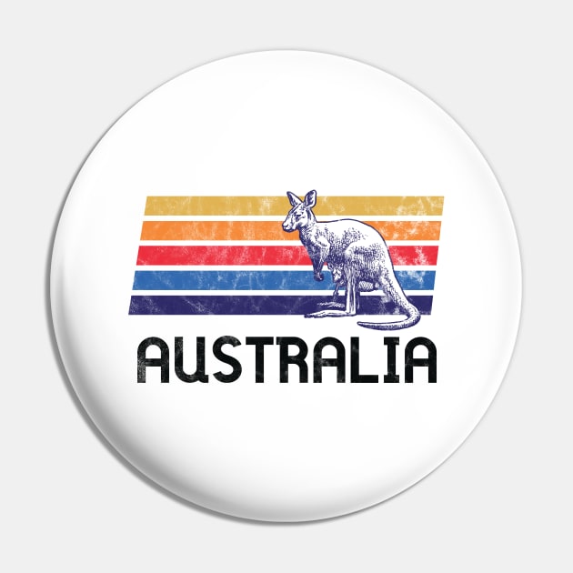 Australia Retro Vintage Flag Outback Kangaroo Mate Melbourne Open Map Animals Pin by Shirtsurf